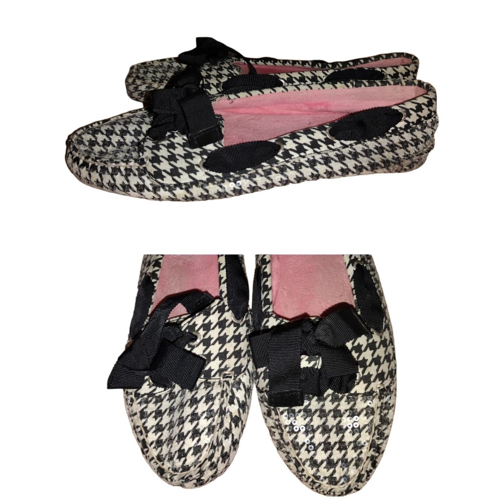 Sperry Houndstooth sequined flats with bow size 8.5